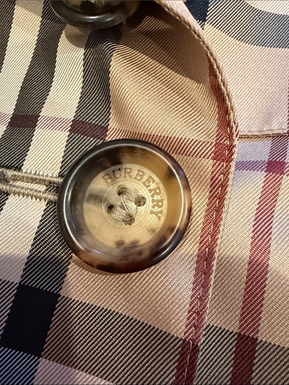 Burberry Beige Plaid Double-Breasted Trench Coat - Picture 10 of 15
